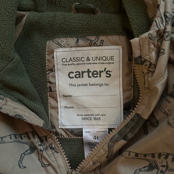 Carter's boys mid weight water resistant fleece lined snug jacket - Picture 2 of 3